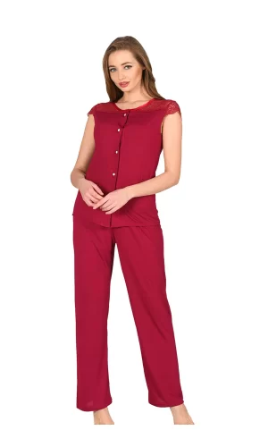 Bordo Penye Pijama Takımı - 1632