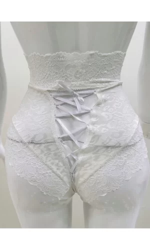 Ekru Dantelli Yüksek Bel Külot Venüs-k1012