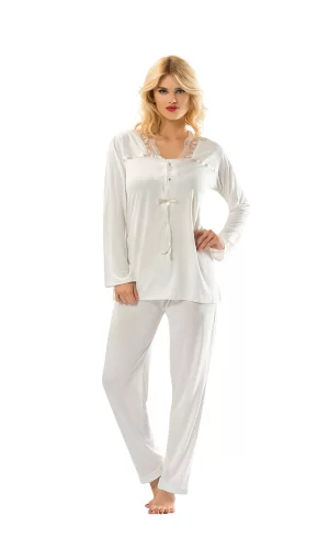 Ekru Penye Pijama Takımı - 1556