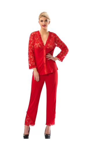 Kırmızı Penye Pijama Takımı - 1570
