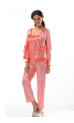 Nar Çiçeği Saten Pijama Takımı - 1413