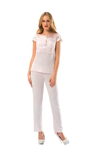 Pudra Penye Pijama Takımı - 1607