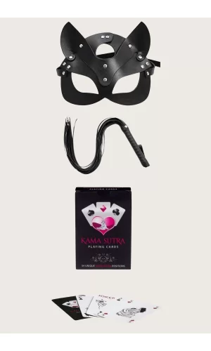 Sexy Görselli Oyun Kartı Kama Sutra Kırbaç Maske Set