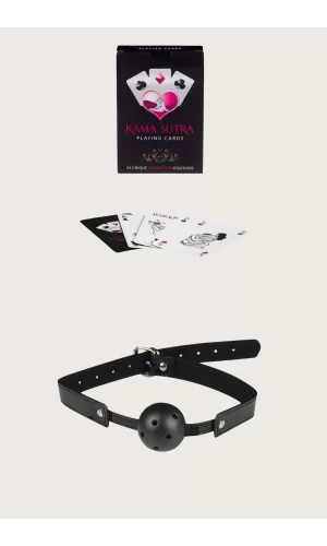 Sexy Görselli Oyun Kartı Kama Sutra Siyah Ağız Topu Set