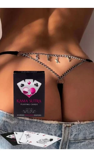 Sexy Görselli Oyun Kartı Kama Sutra Tanga Set