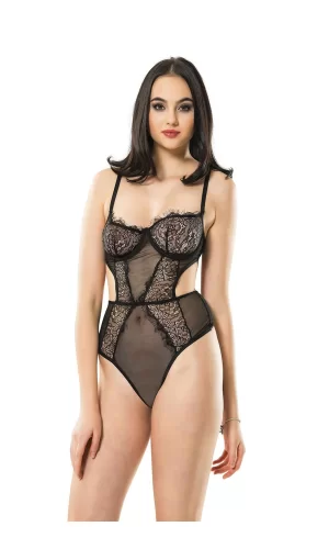 Siyah Dantelli Bodysuit - 623s