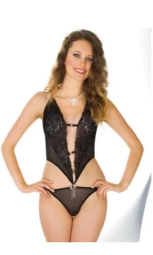 Siyah Dantelli Bodysuit - 920