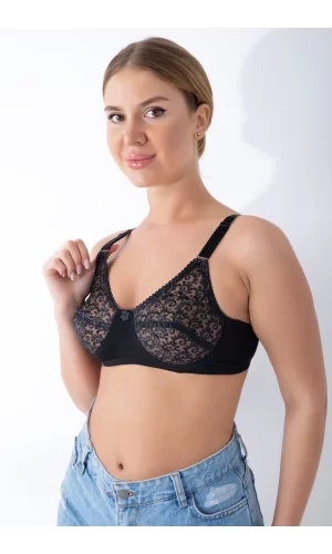 Siyah Dantelli Toparlayıcı Sütyen - 506