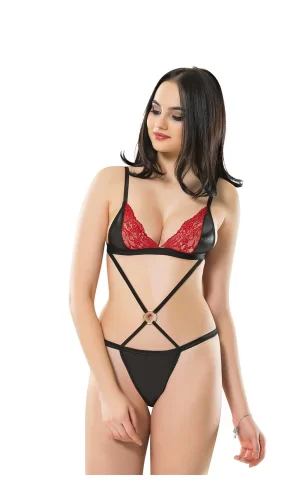 Siyah Kırmızı Sütyen Takım - 6585