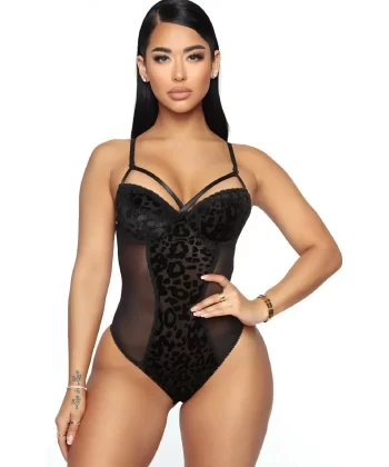 Kadın Seksi Leopar Desen Baskılı Babydoll