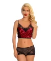 Bordo Saten Dantelli Babydoll Şortlu Takım - 288