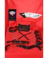 Sexy Görselli Oyun Kartı Kama Sutra 7li Kırmızı Siyah Harness Set