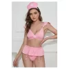 Kadın Pembe Seksi Hemşire Kostümü Fantezi Erotik Hemşire Jartiyer Kostüm +çorap Hediyeli