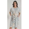 Luz&Pos Arias Closet %100 Viskon Dokuma Önden Düğmeli Mavi Uzun Elbise
