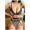 Seksi Kumaş Üzeri Dijital Baskılı Leopar Jartiyer Takımı