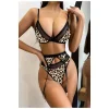 Seksi Kumaş Üzeri Dijital Baskılı Leopar Jartiyer Takımı