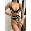 Seksi Kumaş Üzeri Dijital Baskılı Leopar Jartiyer Takımı