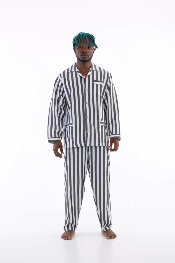 4007 Uzun Kol Çizgili Gaffur Erkek  Pijama Takım