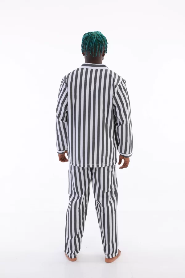 4007 Uzun Kol Çizgili Gaffur Erkek  Pijama Takım