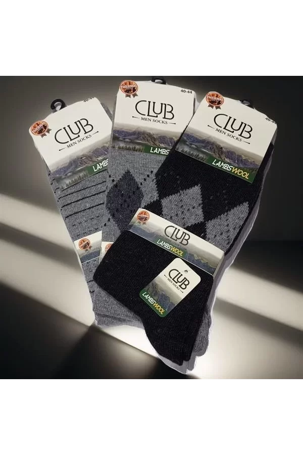 Club Lamswool Yün Erkek  Kışlık Çorap 3 Adet
