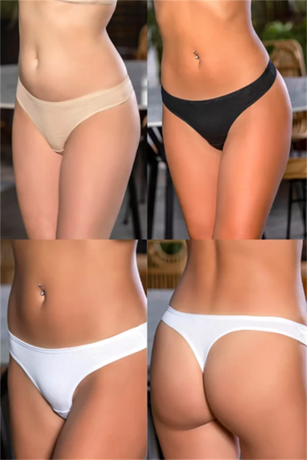 Pamuklu String (karışık) Siyah-beyaz-ten (brf2962)