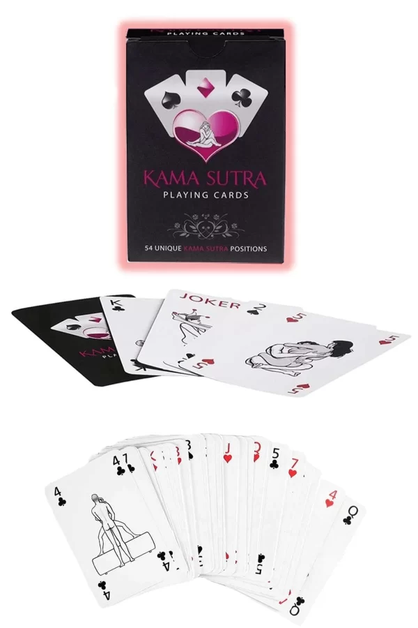 Sexy Görselli Oyun Kartı Kama Sutra Siyah Kırmızı Bacak Bant Set