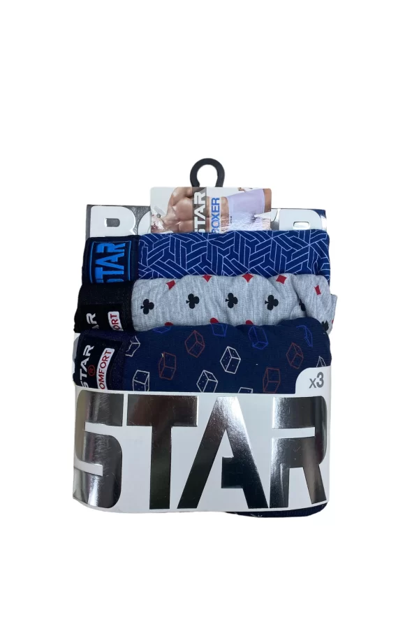 Star 105 Desenli Jakar Erkek  3lü Kemer Boxer