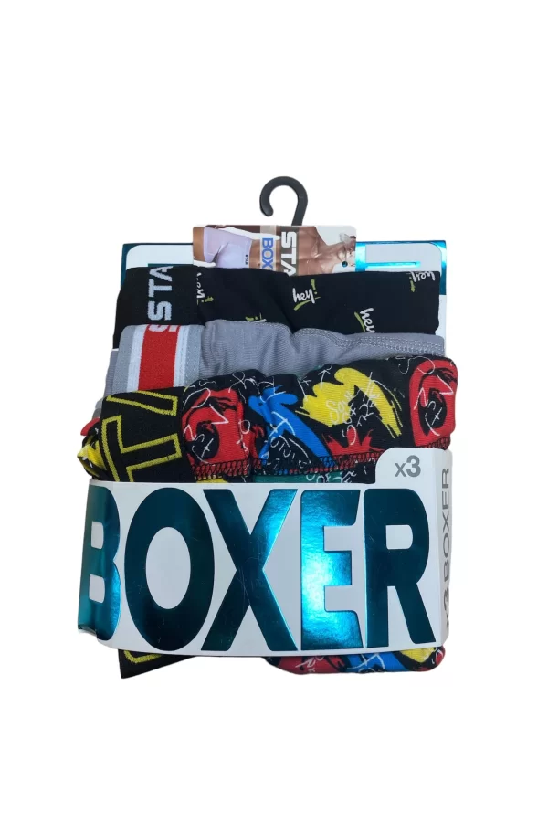 Star 105 Desenli Jakar Erkek  3lü Kemer Boxer
