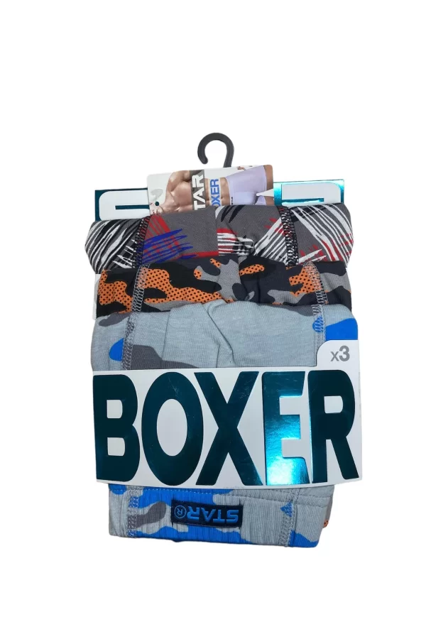 Star 106 Desenli Pamuklu Kemer Likralı 3lü Boxer
