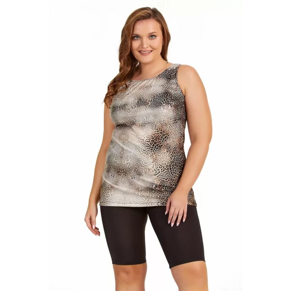 Argento 0755-9011 Leopar Kısa Kollu Tankini