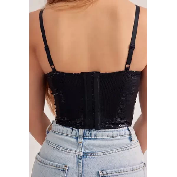 Baskılı Soft Lycralı Crop Top Balenli Push Up