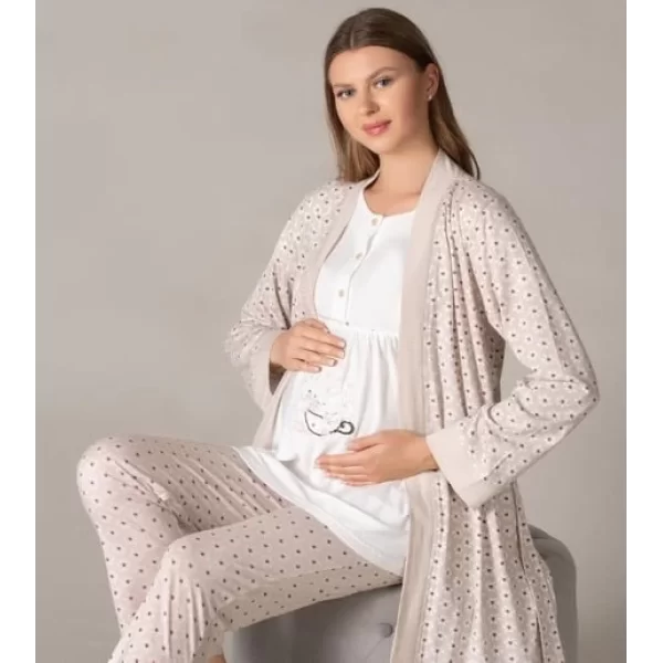 Flz 31-134  Bayan Sabahlıklı Lohusa Pijama Takımı