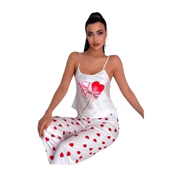 Victoria Secret 8007 Kadın Saten Askılı Pijama Takım