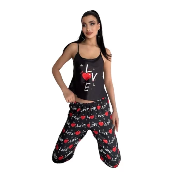 Victoria Secret 8032 Kadın Saten Askılı Pijama Takım