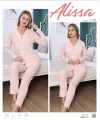 Alissa 6150 Bayan Somon Yıldızlı Patlı Uzun Kol Pijama Takımı