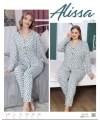 Alissa 6186 Bayan Önü Düğmeli Çiçek Desenli Pijama Takımı