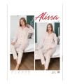 Alissa 6189 Bayan Önü Düğmeli Çiçek Desenli Pijama Takımı