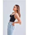 Baskılı Soft Lycralı Crop Top Balenli Push Up