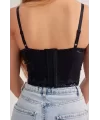 Baskılı Soft Lycralı Crop Top Balenli Push Up