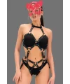 Kırmızı Zincir Maskeli Deri Harness Babydoll Takım