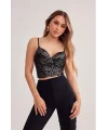 Leopar Baskılı Crop Top Balenli