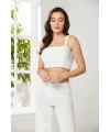 Pierre Cardin 2050 Kadife Saten 3lü Kadın Croplu Pijama Takımı