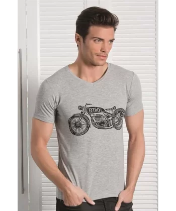 Berrak Motosiklet Baskılı Erkek T-shirt 1049