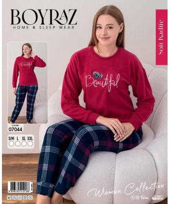 Boyraz 07044 Bayan Soft Kadife Pijama Takımı