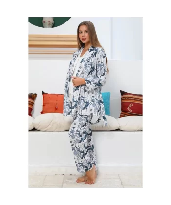 Mommysh 55715 Kadın Sabahlıklı Lohusa Pijamatakımı