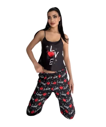 Victoria Secret 8032 Kadın Saten Askılı Pijama Takım