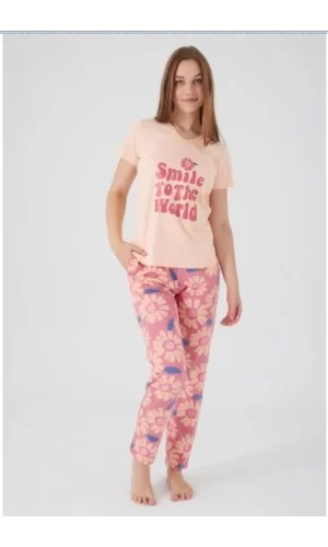 Arnetta 2445-s Smile To The World Kadın Kısa Kol Pijama Takım