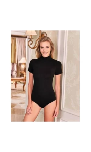 Berrak 2054 Likralı Balıkçı Yaka Yarım Kol Çıtçıtlı Body
