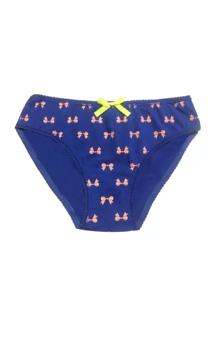 Berrak Kadın İçin Saks Renk Kurdele Süslemeli Bikini 11103