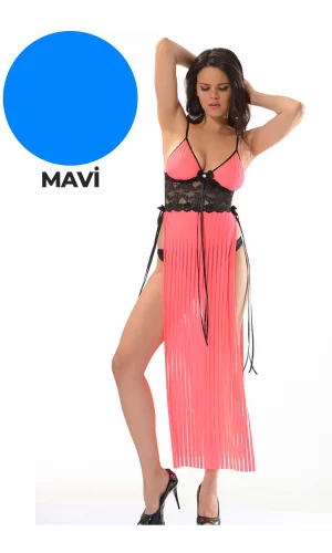 Mavi Dantel Gecelik - 211